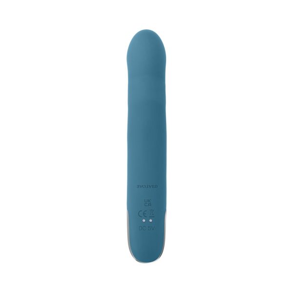 Evolved Queen Of All Trades Rechargeable Silicone Thrusting and Rotating Vibrator Teal - Image 6