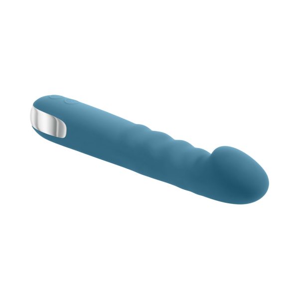 Evolved Queen Of All Trades Rechargeable Silicone Thrusting and Rotating Vibrator Teal - Image 7