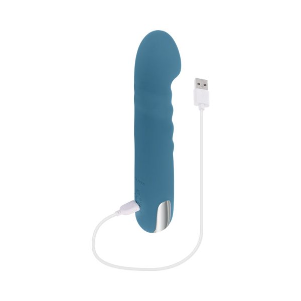 Evolved Queen Of All Trades Rechargeable Silicone Thrusting and Rotating Vibrator Teal - Image 8