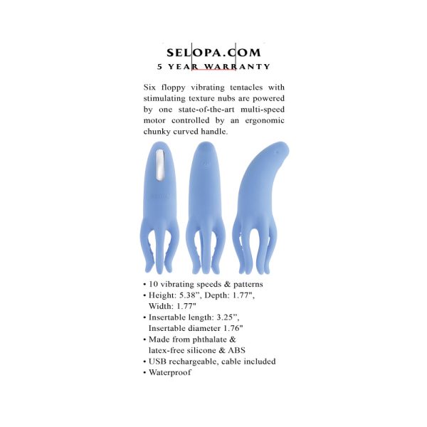 Selopa Tentacle Tickler Rechargeable Silicone Flexible Bead Vibrator Blue - Image 10