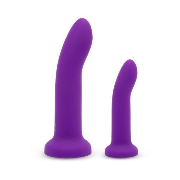 Together Duo Silicone 2-Piece 5.5 in. & 8 in. Dildo and Harness Set Purple - Image 4
