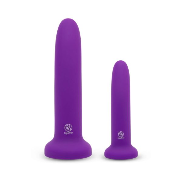 Together Duo Silicone 2-Piece 5.5 in. & 8 in. Dildo and Harness Set Purple - Image 5