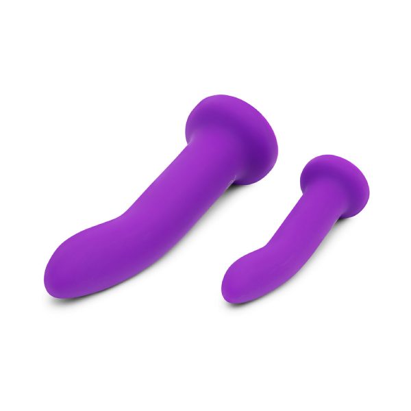 Together Duo Silicone 2-Piece 5.5 in. & 8 in. Dildo and Harness Set Purple - Image 7