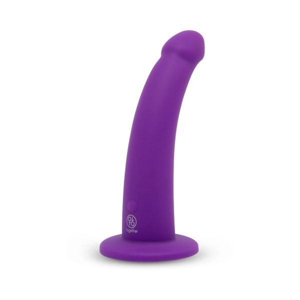 Together Tilt 6.5 in. Silicone Dildo and Harness Set Purple - Image 3