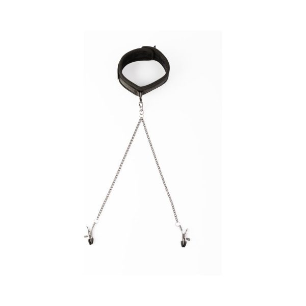 SEI MIO Twin Tweaks Velvet Collar with Nipple Clamps - Image 2