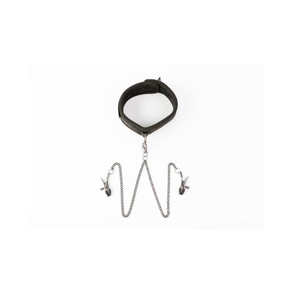 SEI MIO Twin Tweaks Velvet Collar with Nipple Clamps - Image 3