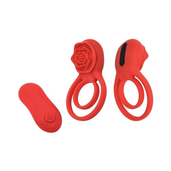 Adam & Eve Double Ring Vibrating Rose Cock Ring - Image 2