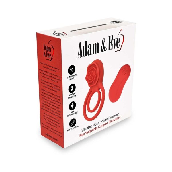 Adam & Eve Double Ring Vibrating Rose Cock Ring - Image 8