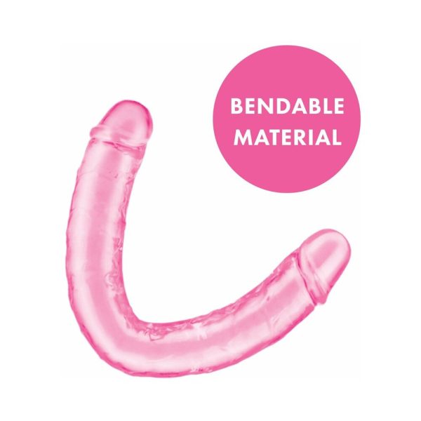 Me You Us Ultra Cock 12 in. Jelly Double Ended Dildo Pink - Image 4