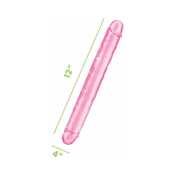 Me You Us Ultra Cock 12 in. Jelly Double Ended Dildo Pink - Image 5