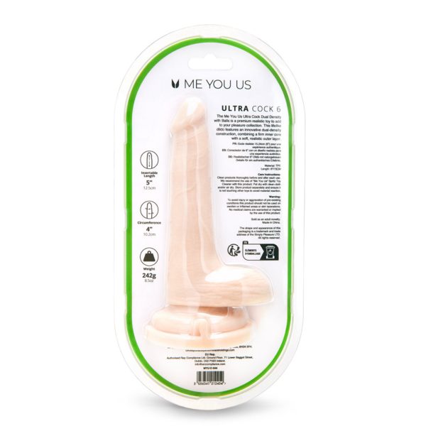 Me You Us Ultra Cock 6 in. Realistic Dual Density Dildo with Balls Vanilla - Image 5
