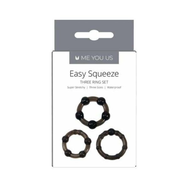 Me You Us Easy Squeeze 3-Piece Cockring Set Black - Image 3