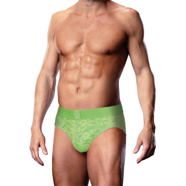 Prowler Lace Open Back Brief Neon Green S - Image 2