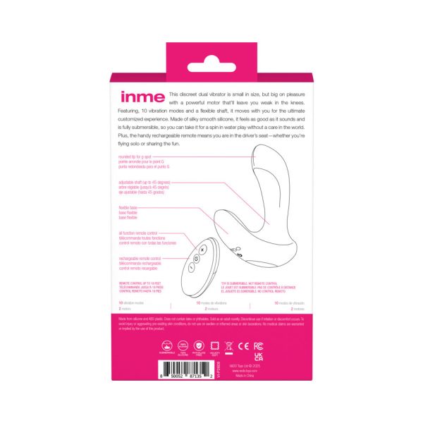 VeDO Inme Rechargeable Dual Vibe with Remote Pink - Image 8
