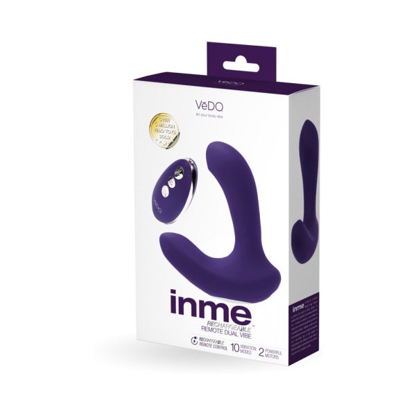 VeDO Inme Rechargeable Dual Vibe with Remote Purple - Image 5