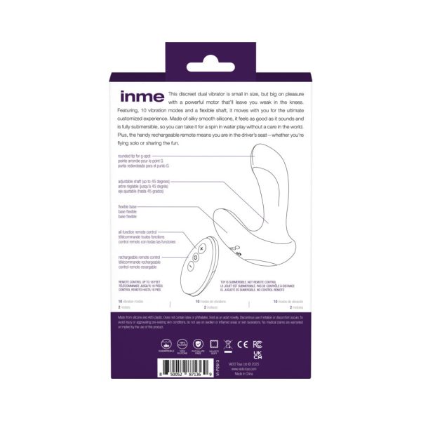 VeDO Inme Rechargeable Dual Vibe with Remote Purple - Image 8