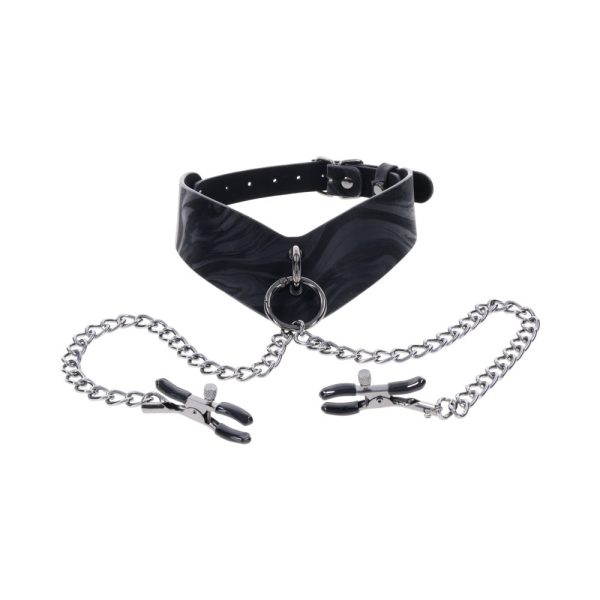 Sportsheets Velvet Noir Collar & Removable Clamps - Image 3