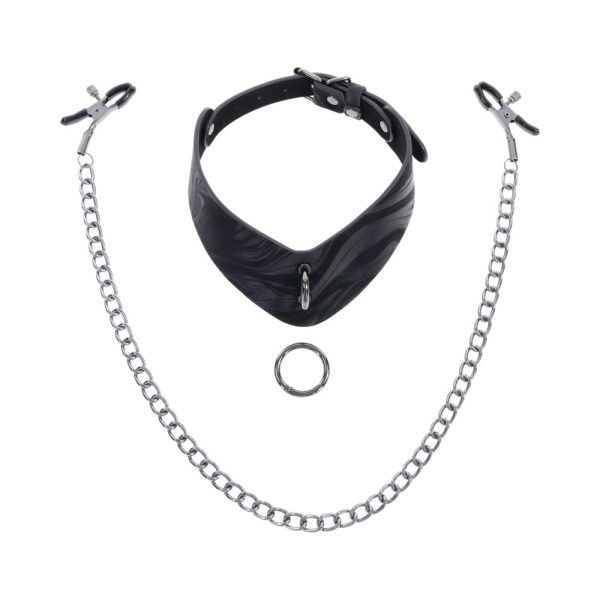 Sportsheets Velvet Noir Collar & Removable Clamps - Image 4