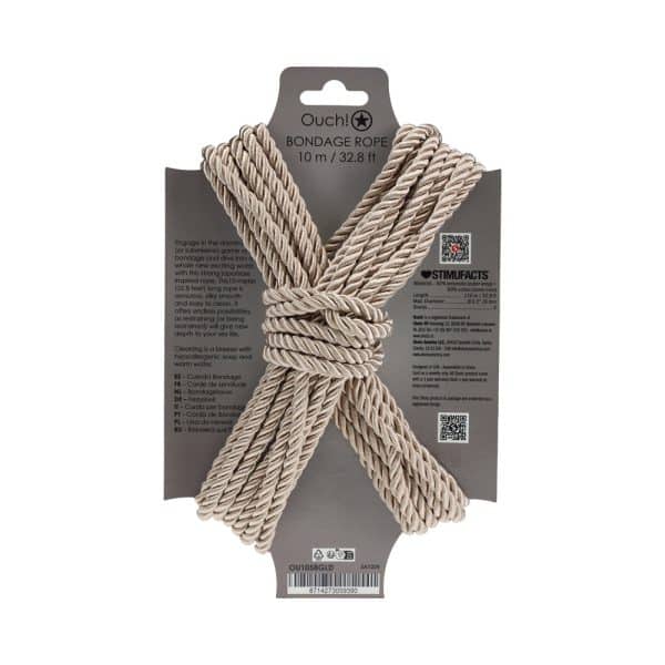 Ouch! Bondage Rope 10 m Nylon Gold - Image 2
