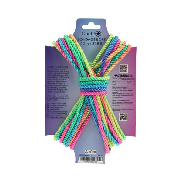 Ouch! Bondage Rope 10 m Nylon Multicolor Bright - Image 2
