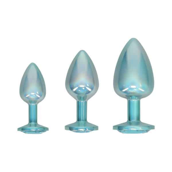 Ouch! International Paris Collection Metal Anal Plug Set Blue - Image 2