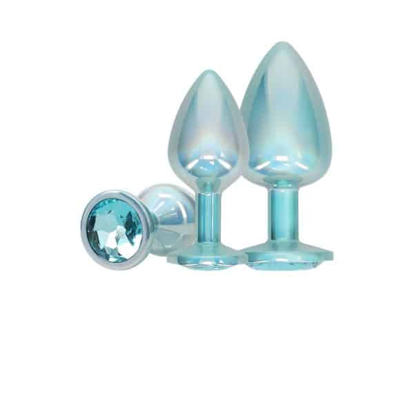 Ouch! International Paris Collection Metal Anal Plug Set Blue - Image 3