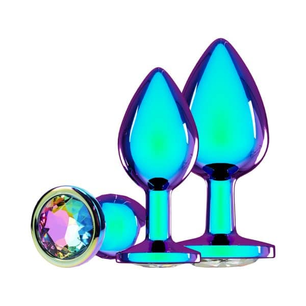 Ouch! International Venice Collection Metal Anal Plug Set Iridescent - Image 3