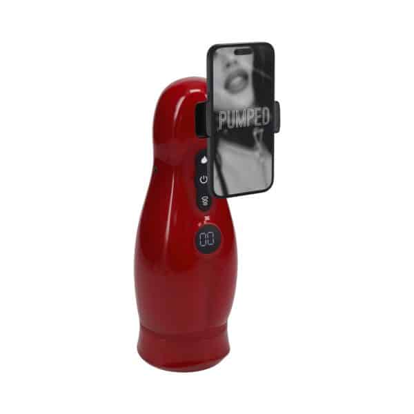 PUMPED Virtuo Masturbator Suction Vibration Phone Attachment Metallic Red - Image 2