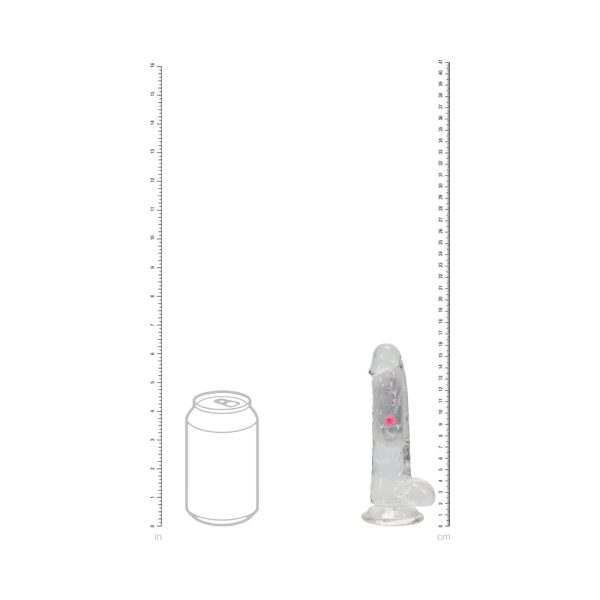 RealRock Wireless Rechargeable Remote Control LED Vibrating 6 in. Dildo with Balls Clear - Image 8