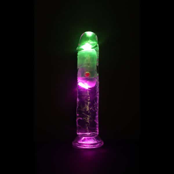 RealRock Wireless Rechargeable Remote Control LED Vibrating 7 in. Dildo Clear - Image 7