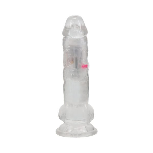 RealRock Wireless Rechargeable Remote Control LED Vibrating 7 in. Dildo with Balls Clear - Image 5