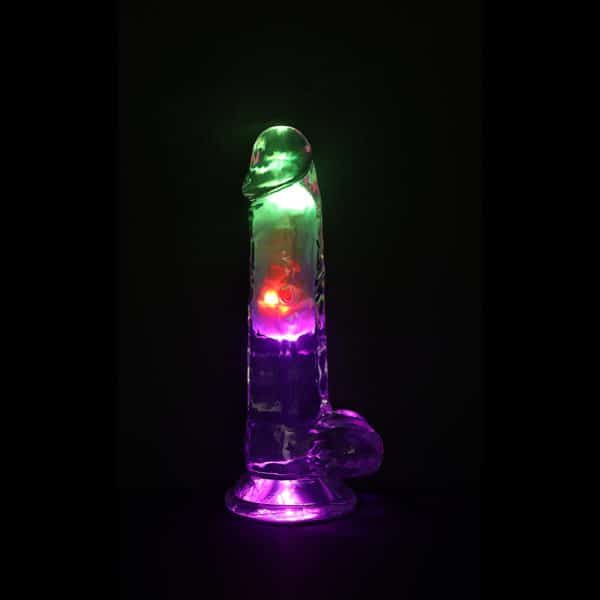 RealRock Wireless Rechargeable Remote Control LED Vibrating 7 in. Dildo with Balls Clear - Image 7
