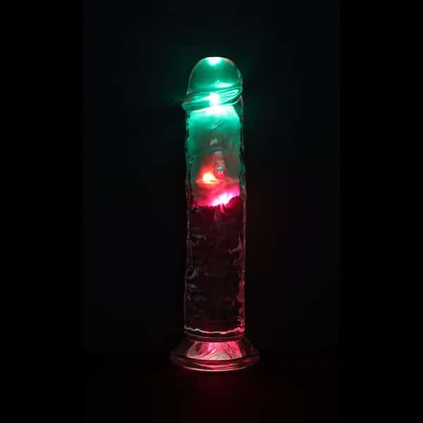 RealRock Wireless Rechargeable Remote Control LED Vibrating 8 in. Dildo Clear - Image 6