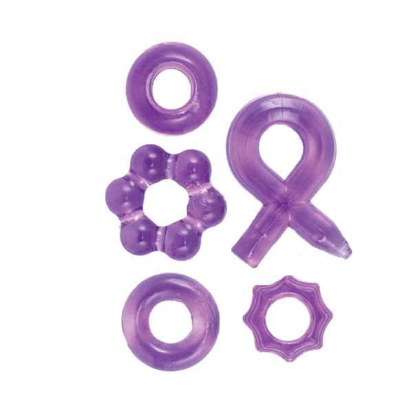 Enhancer Five Piece Cock Ring Set Purple - Image 2