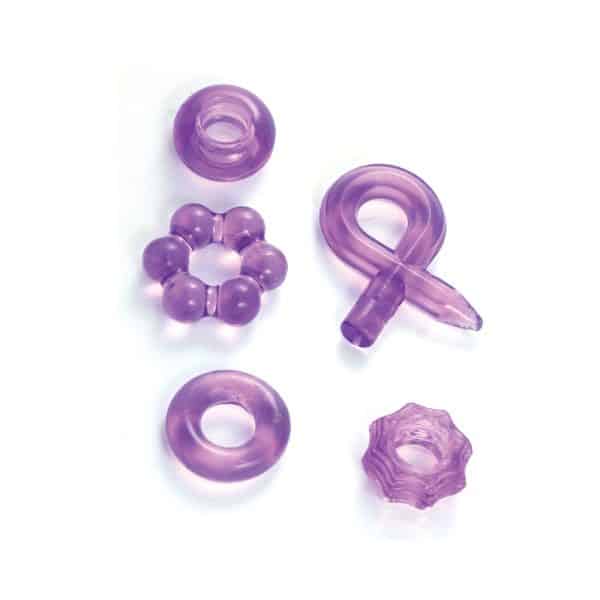 Enhancer Five Piece Cock Ring Set Purple - Image 4