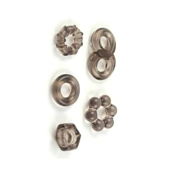 Enhancer Five Piece Cock Ring Set Black - Image 3