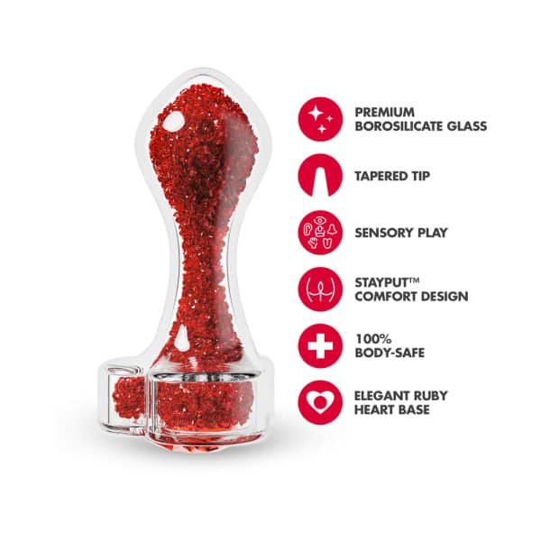 Oh My Gem Lustre Glass Anal Plug Red - Image 7