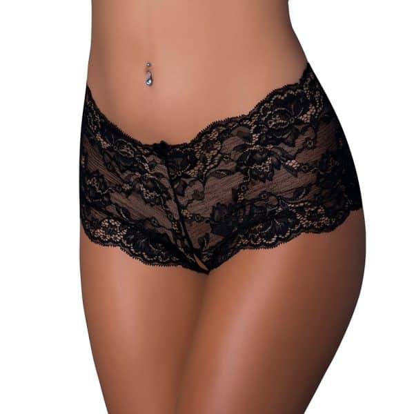 Magic Silk Pheromone Panties Split Crotch Lace Boy Short 2-Pack Aqua/Black Queen Size - Image 4
