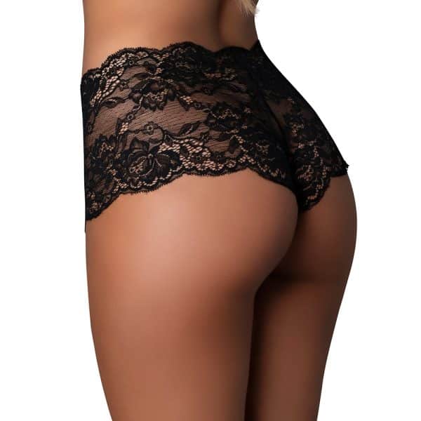 Magic Silk Pheromone Panties Split Crotch Lace Boy Short 2-Pack Aqua/Black Queen Size - Image 5