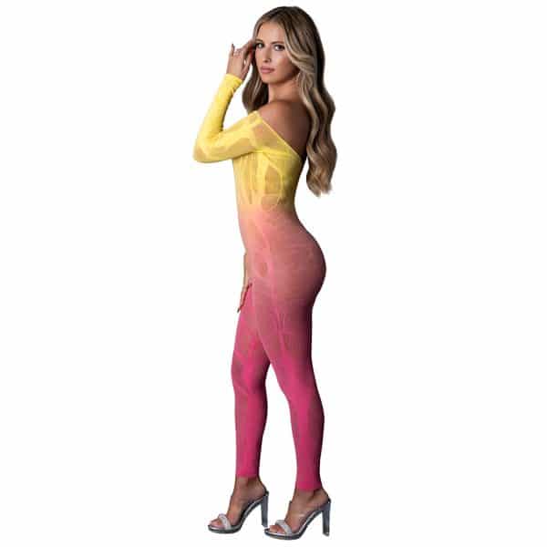 Magic Silk Seamless Long Sleeve Bodystocking Ombre Sunset O/S - Image 2