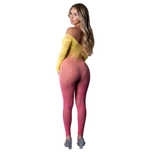 Magic Silk Seamless Long Sleeve Bodystocking Ombre Sunset O/S - Image 3