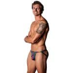 Male Power The Matchmaker Jock with Front Condom Pouch Rainbow S/M