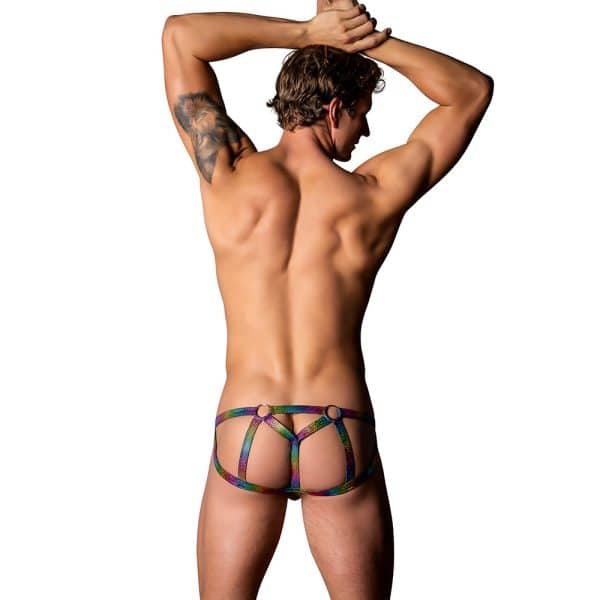 Male Power The Matchmaker Jock with Front Condom Pouch Rainbow L/XL - Image 2