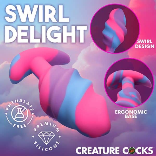 Creature Cocks Unicorn Swirl Silicone Butt Plug Large - Image 8