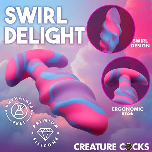 Creature Cocks Unicorn Swirl Silicone Butt Plug Medium - Image 8