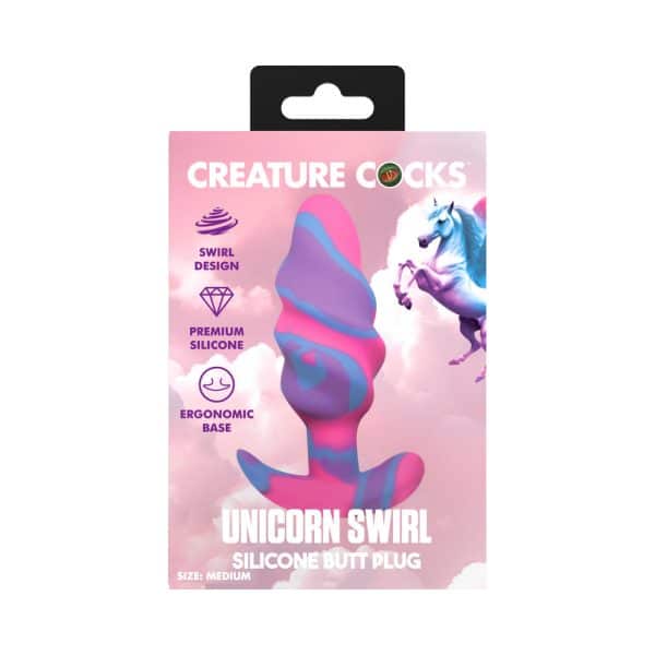 Creature Cocks Unicorn Swirl Silicone Butt Plug Medium - Image 10