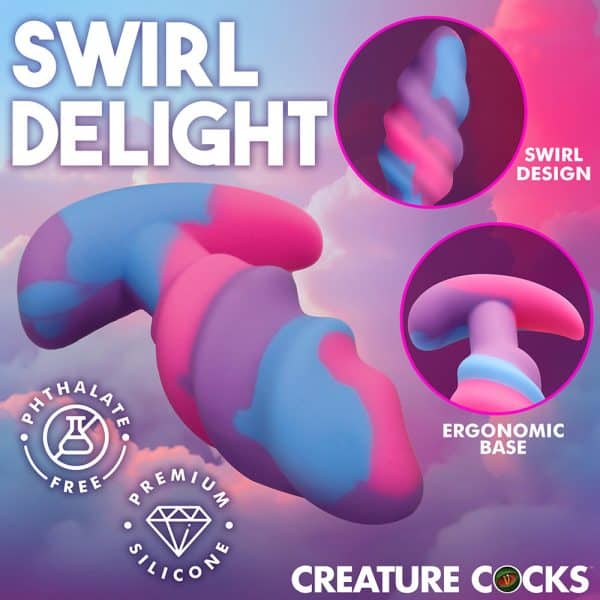 Creature Cocks Unicorn Swirl Silicone Butt Plug Small - Image 8