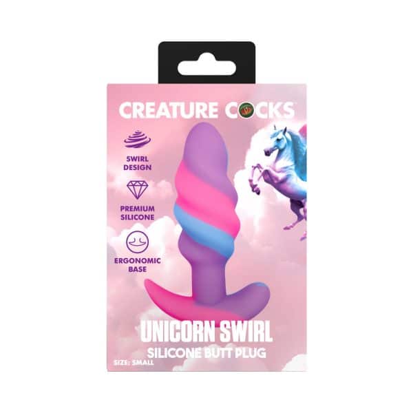 Creature Cocks Unicorn Swirl Silicone Butt Plug Small - Image 10