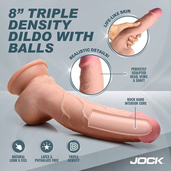 JOCK Hard-Core 8 in. Triple Density Dildo with Balls - Image 10