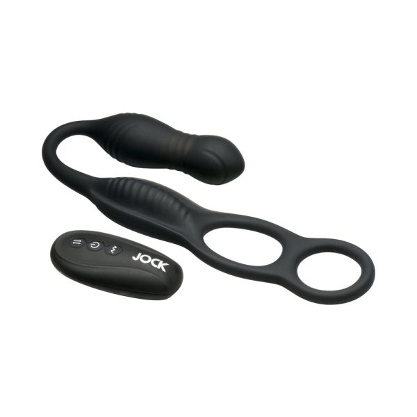 JOCK Silicone Vibrating Plug with Cock & Ball Ring and Remote - Image 2